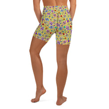 Load image into Gallery viewer, Yellow Sugar Skull Yoga Shorts
