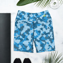 Load image into Gallery viewer, Blue Splash Camo Yoga Shorts
