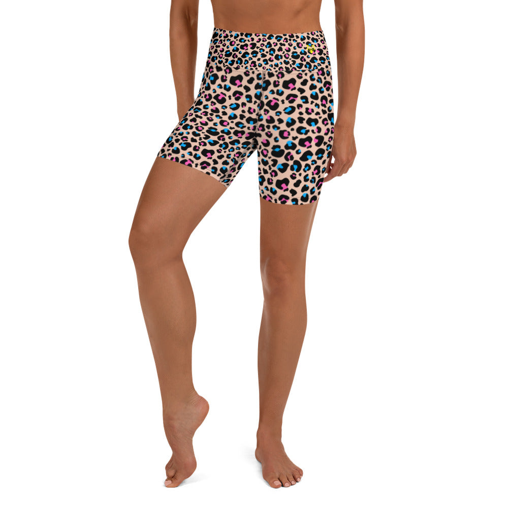 Cream Leopard Yoga Shorts