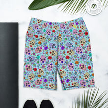 Load image into Gallery viewer, Sky Blue Sugar Skull Yoga Shorts
