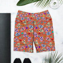 Load image into Gallery viewer, Orange Sugar Skull Yoga Shorts
