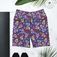 Load image into Gallery viewer, Purple Sugar Skull Yoga Shorts
