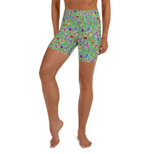 Load image into Gallery viewer, Green Sugar Skull Yoga Shorts
