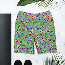 Load image into Gallery viewer, Green Sugar Skull Yoga Shorts
