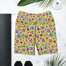 Load image into Gallery viewer, Yellow Sugar Skull Yoga Shorts
