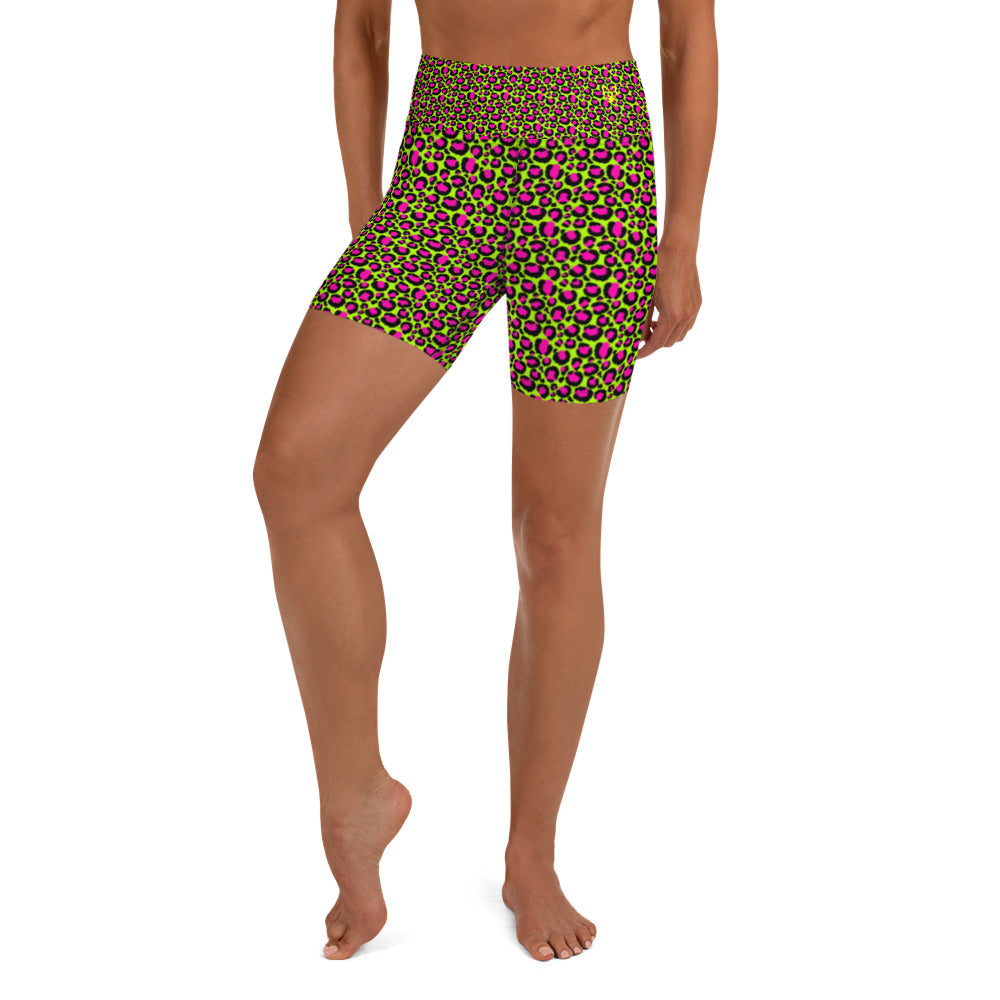 Lime Leopard Yoga Shorts