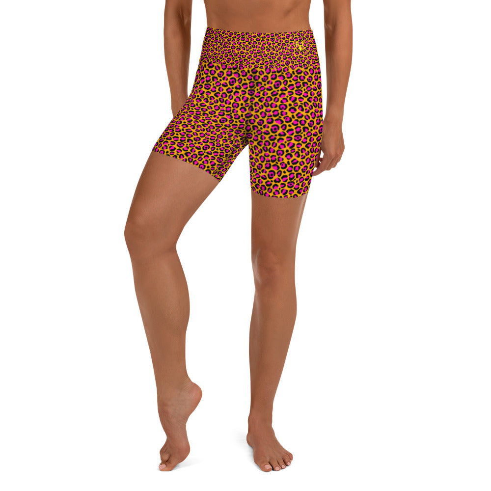 Tangerine Leopard Yoga Shorts