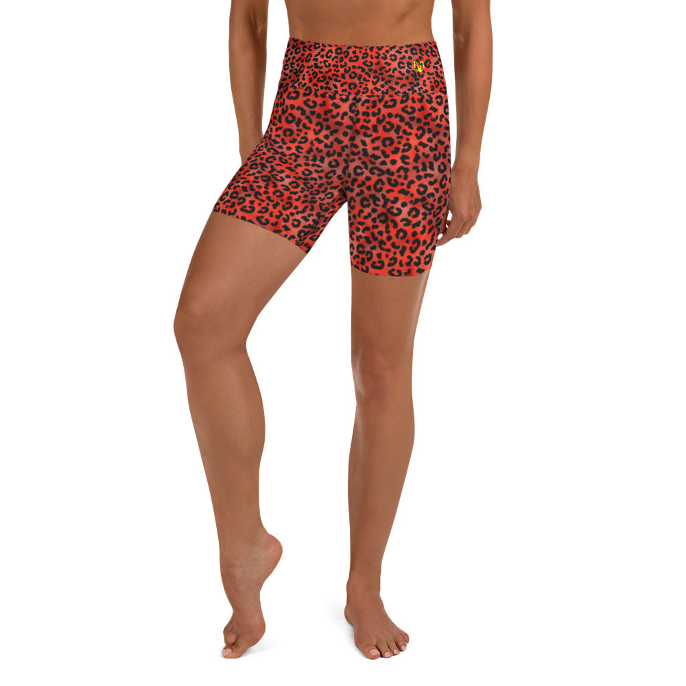 Red Leopard Yoga Shorts