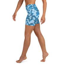 Load image into Gallery viewer, Blue Splash Camo Yoga Shorts
