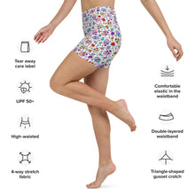 Load image into Gallery viewer, White Sugar Skull Yoga Shorts
