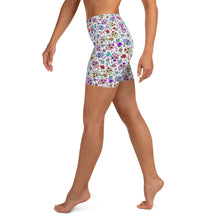 Load image into Gallery viewer, White Sugar Skull Yoga Shorts
