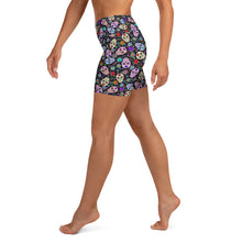 Load image into Gallery viewer, Black Sugar Skull Yoga Shorts
