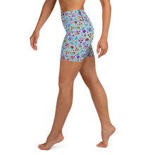 Load image into Gallery viewer, Sky Blue Sugar Skull Yoga Shorts
