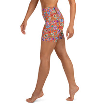 Load image into Gallery viewer, Orange Sugar Skull Yoga Shorts
