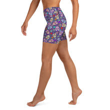 Load image into Gallery viewer, Purple Sugar Skull Yoga Shorts
