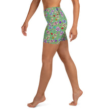 Load image into Gallery viewer, Green Sugar Skull Yoga Shorts
