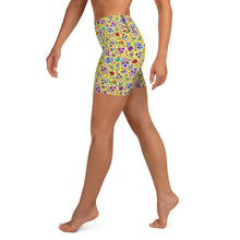 Load image into Gallery viewer, Yellow Sugar Skull Yoga Shorts
