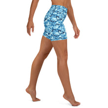 Load image into Gallery viewer, Ice Blue Camo Yoga Shorts
