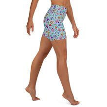 Load image into Gallery viewer, Sky Blue Sugar Skull Yoga Shorts
