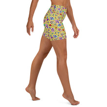 Load image into Gallery viewer, Yellow Sugar Skull Yoga Shorts
